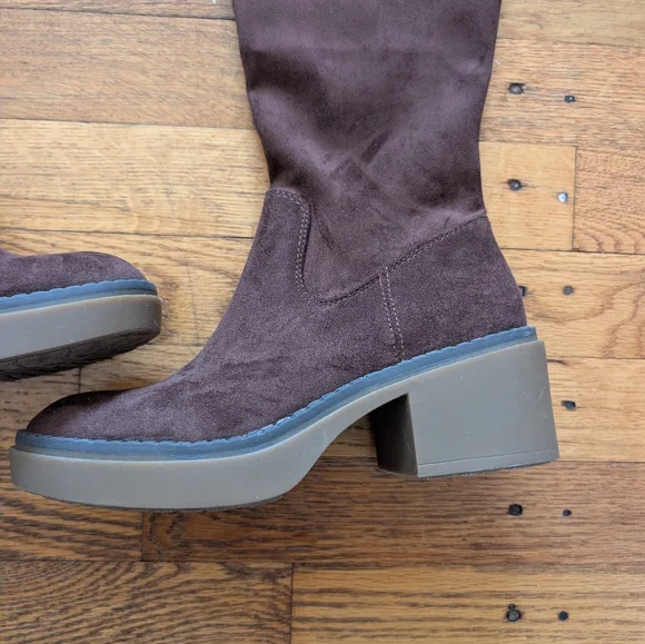 Cliffs by White Mountain Brown Faux Suede Knee-High Boots - Picture 2 of 7